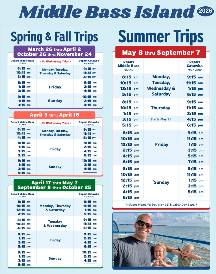 MBI 2026 Middle Bass Island 2026 Schedule