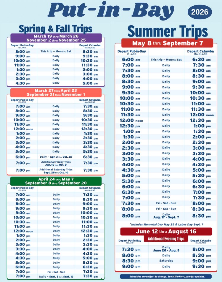 Put-in-Bay 2026 Schedule